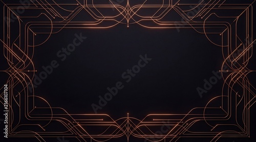 Glowing copper geometric lines on dark background