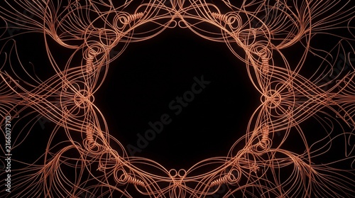 Abstract copper wire lines forming a decorative border