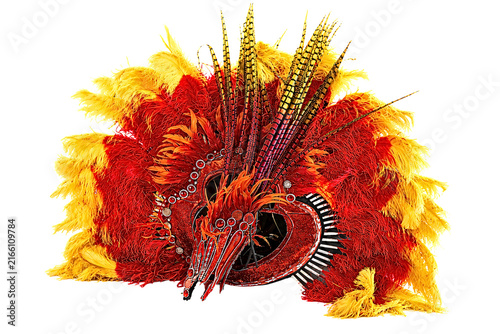 Canvastavla Colorful Feathered Carnival Headdress Isolated on White Background