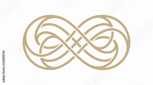 Intertwined Celtic infinity knot symbol on white background.