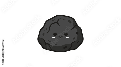Tiny cute charcoal lump kawaii character mascot.