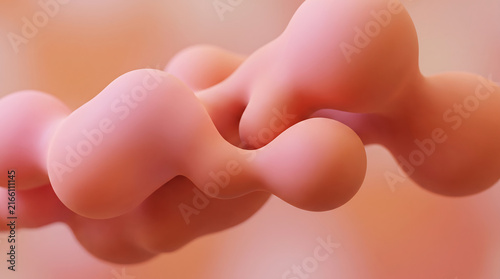 Canvastavla Organic 3D blob shapes morphing in soft pink isolated on transparent background