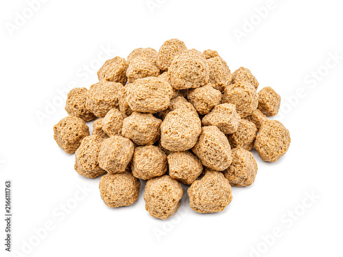 Soya chunks isolated on white background
