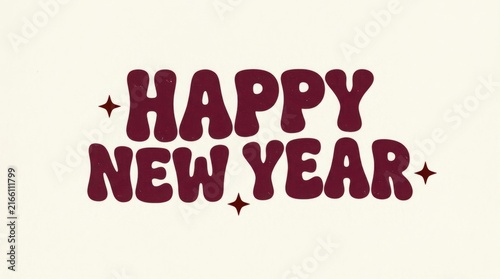 Retro Typography Happy New Year Cream Background