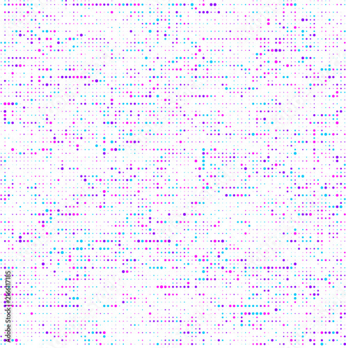 Abstract digital data visualization pattern with pink and blue circles