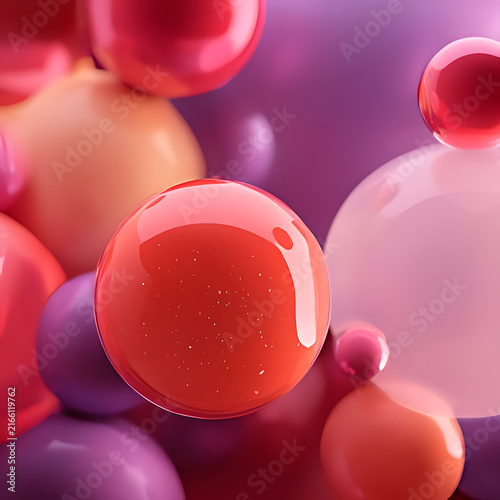Colorful glossy spheres create an abstract fluid background
