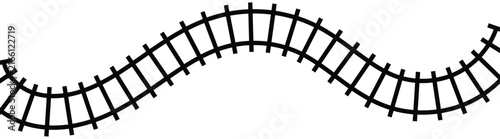 Train track line route pattern. Railway rail 3D road circle icon. Flat vector illustration isolated on white background. Set of railroad segment. rail road elements top view. train track straight  