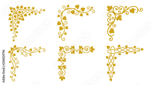 Photography Elegant Golden Floral Corner Ornaments Decorative Flourishes