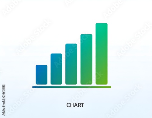 Ascending bar chart with blue green gradient.