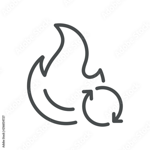 Metabolic Health icon. Flame and circular arrows for metabolism and energy use. Simple thin line outline vector illustration. Editable stroke. Pixel Perfect. 