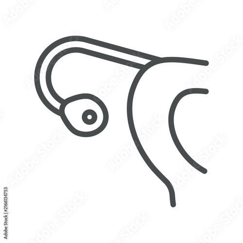 Ovary icon. Ovary and fallopian tube in female reproductive anatomy. Simple thin line outline vector illustration. Editable stroke. Pixel Perfect. 