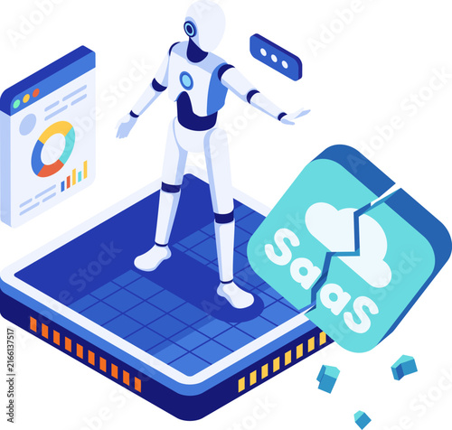Isometic AI Replacing SaaS Platform Concept