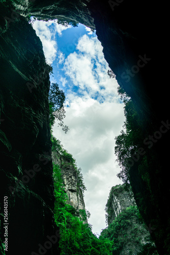 Konstfotografi The viewing platform in the sinkhole of karst landform