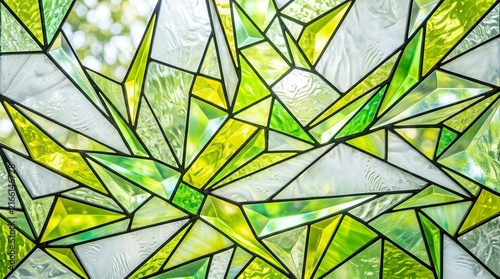 Green Crystal Stained Glass Geometric Background 16:9