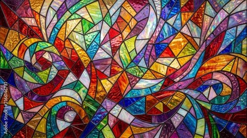 Premium Multicolor Stained Glass Mosaic Background 16:9
