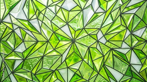 Green Crystal Stained Glass Geometric Background 16:9