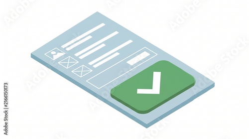 Isometric document form checklist vector illustration on white background
