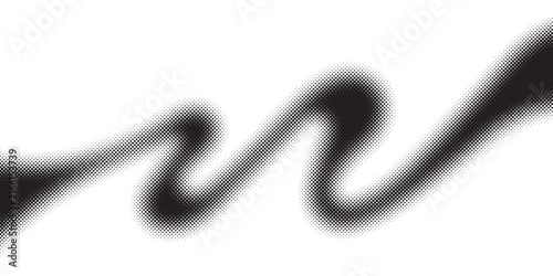 Dynamic halftone wave line background. Abstract organic dotted pattern with smooth fading effect. Modern fluid ribbon vector design for poster, banner and web background