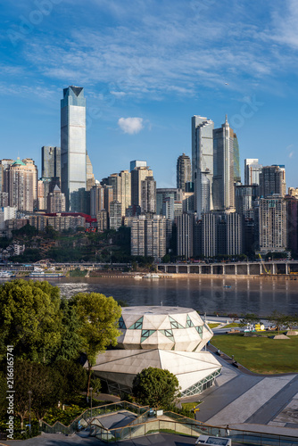Bild auf Leinwand Modern Chongqing City Skyline and Yangtze River Waterfront, China