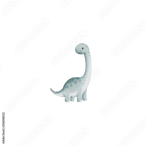 Obraz na płótnie Cute watercolor diplodocus dinosaur clipart