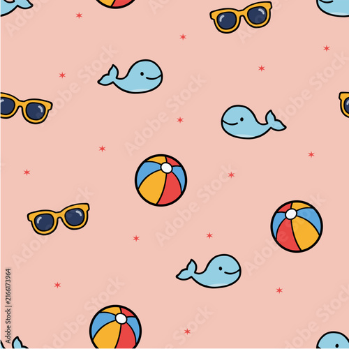 Fotografía colorful whale beach ball sunglasses summer pattern