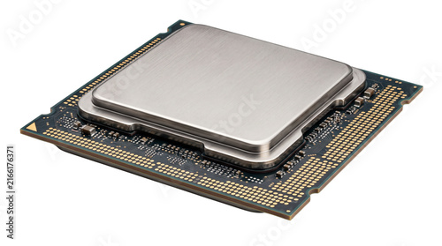 Konstfotografi Modern computer processor chip on white background