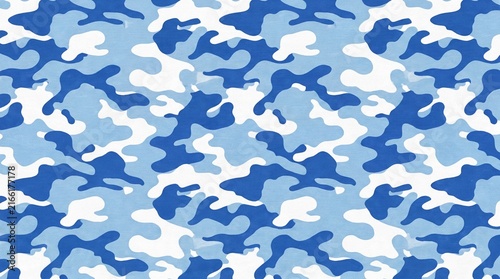 Seamless Blue Camouflage Pattern Fabric Texture Background