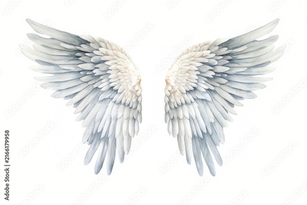 Fototapeta premium White angel wings bird white background creativity.