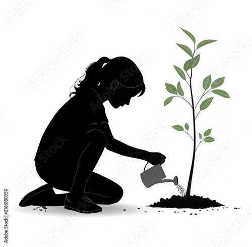 woman with a plant