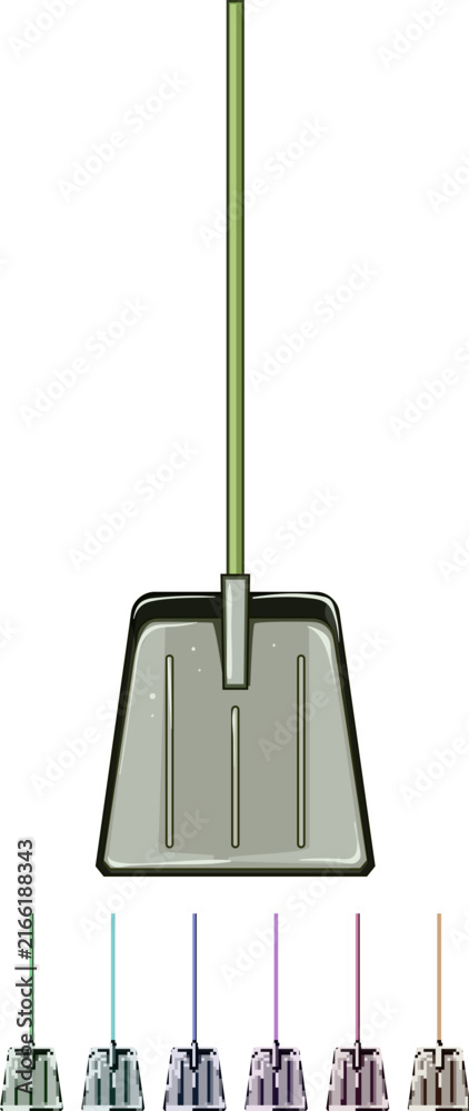 Fototapeta premium cold snow shovel cartoon. outdoors storm, ice clean, weather season cold snow shovel sign colorful illustration