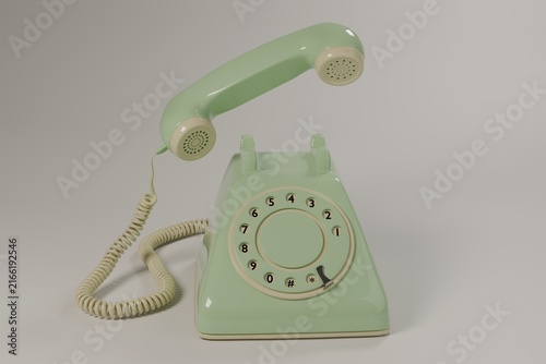 Vintage Mint Green Rotary Telephone with Raised Handset