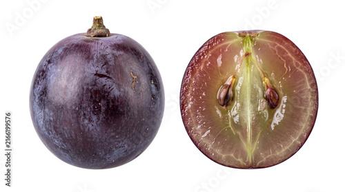 Fresh Whole and Sliced Grape Fruit Isolated PNG Transparent Background