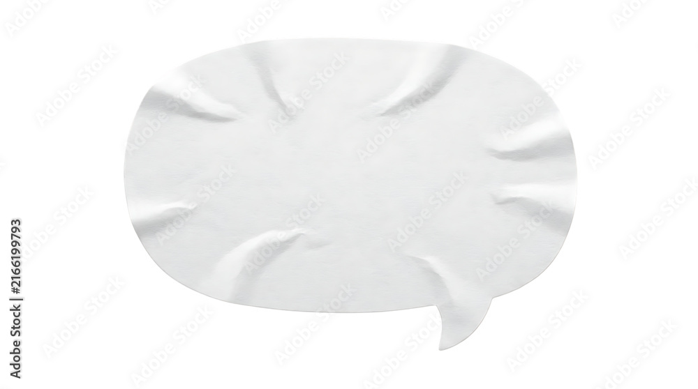 Fototapeta premium Crumpled White Paper Speech Bubble Isolated Element