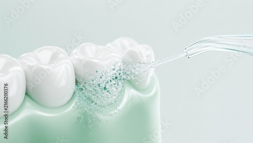 Water Flosser Spraying Clean White Teeth