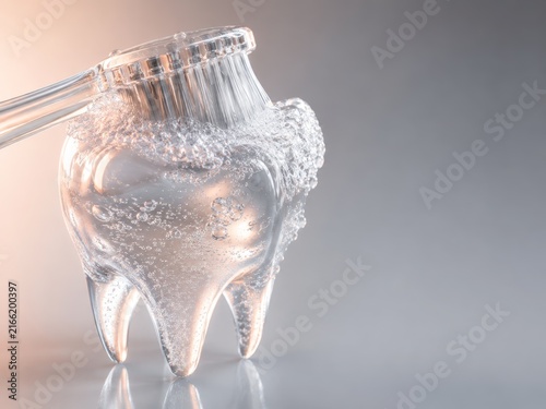 Transparent Tooth Brushed with Foamy Toothbrush