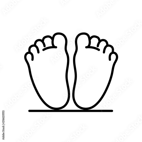 Baby Footprints editable stroke icon.Human bare feet steps and travel symbol vector on white background
