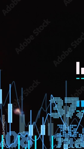 Animation of financial data processing over flames