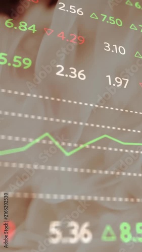 Animation of financial data processing over flames