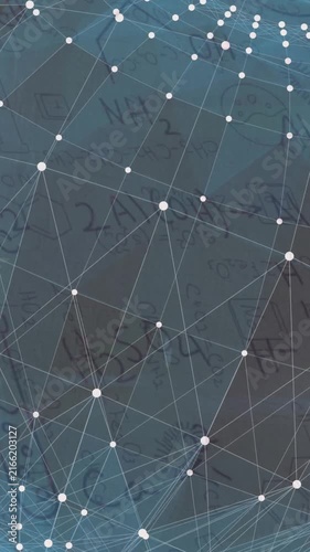 Animation of chemistry data and drawings over globe with network of connections