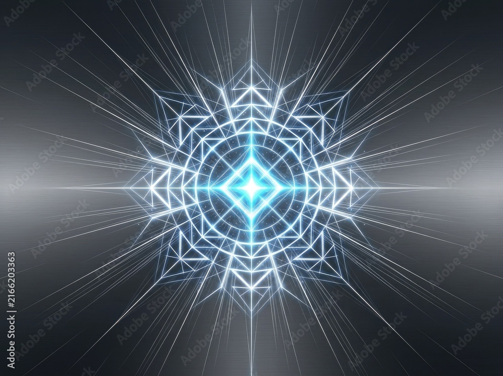 Naklejka premium Title: Geometric White Crystal Light Abstract Background 