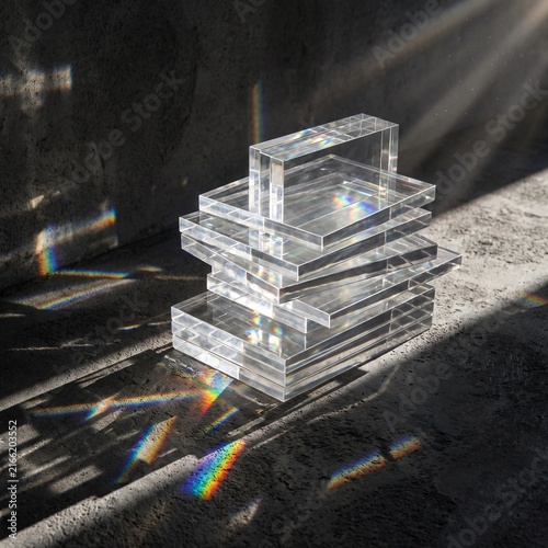 Layered Acrylic Sheets Producing Color Spectrum Shadows