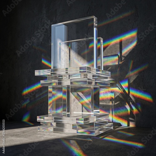Layered Acrylic Sheets Producing Color Spectrum Shadows