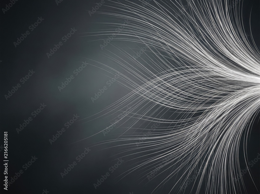 Fototapeta premium Title: Abstract White Light Flow on Dark Background
