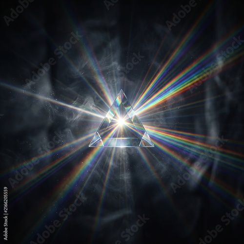 Abstract Prism Light Explosion with Floating Dust Particles