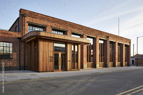 Adaptive reuse of older brick industrial building as modern office