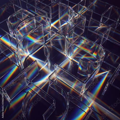 Rainbow Spectrum Reflected Through Transparent Glass Maze