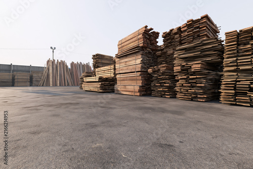 Reclaimed timber sorted in clean construction recovery yard