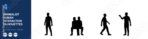 Human Silhouettes Depicting Various Interaction Poses, Including Standing, Sitting, and Gesturing, in a Minimalist Design.