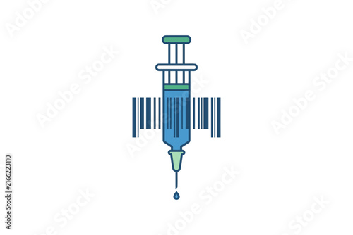 Syringe Barcode Medical Vector Illustration