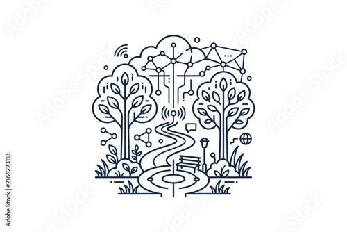 Smart Park Technology Vector Illustration
